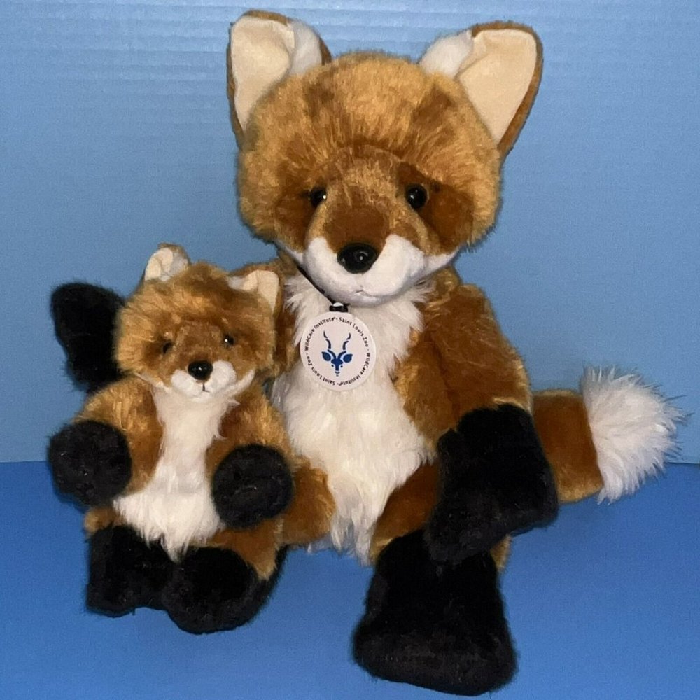 Build A Bear Red Fox Mom & Baby Plush Stuffed Animal St Louis StL Zoo Exclusive
